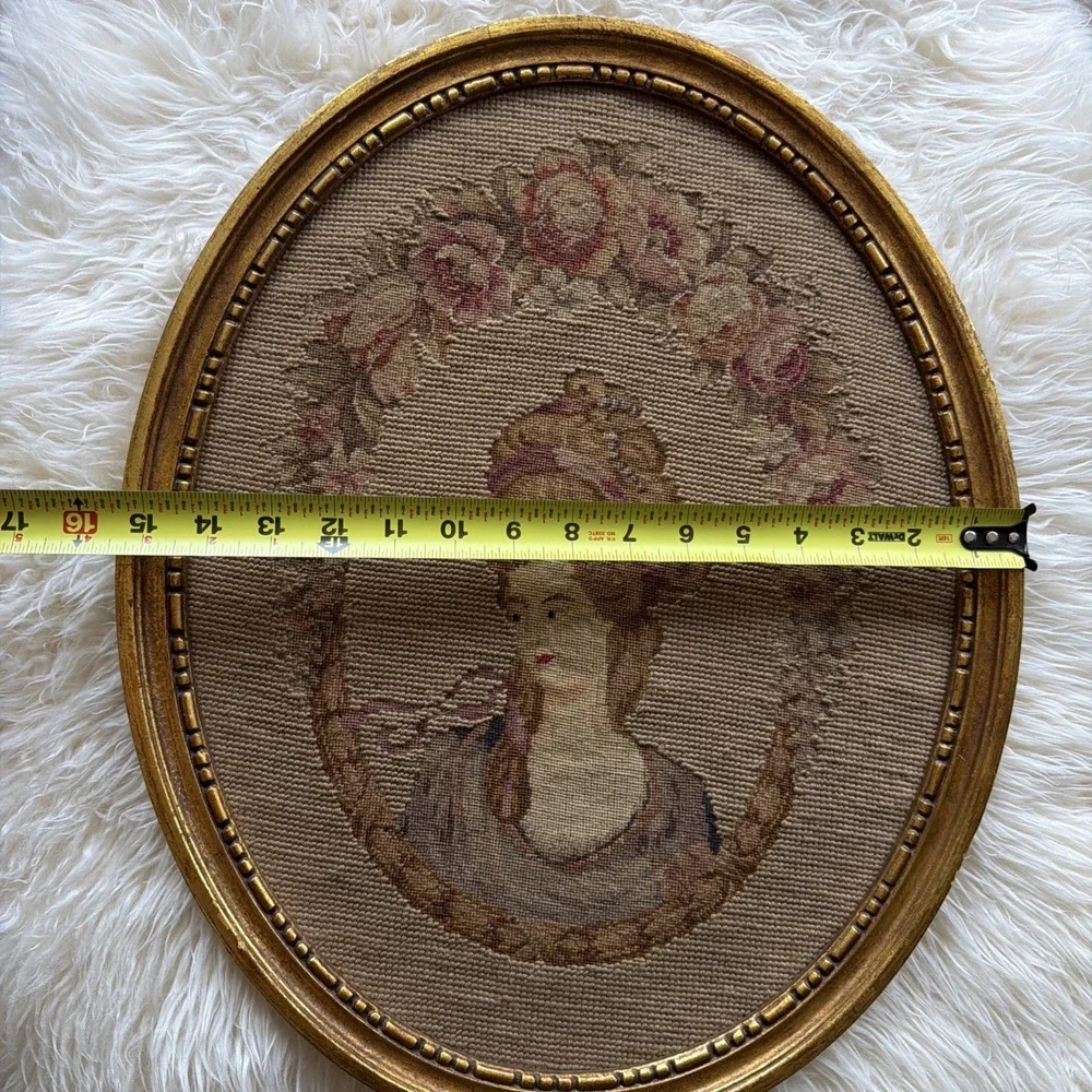 Vintage Woven Tapestry Lady Portrait 19